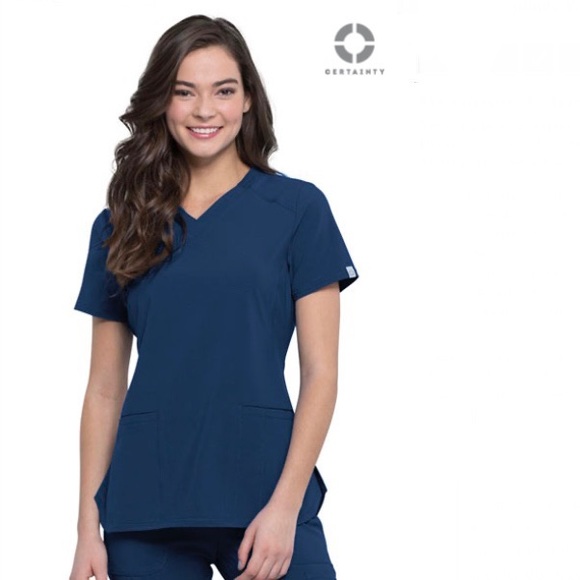 Infinity Vneck Scrub Top (Navy) - Picture 2 of 5